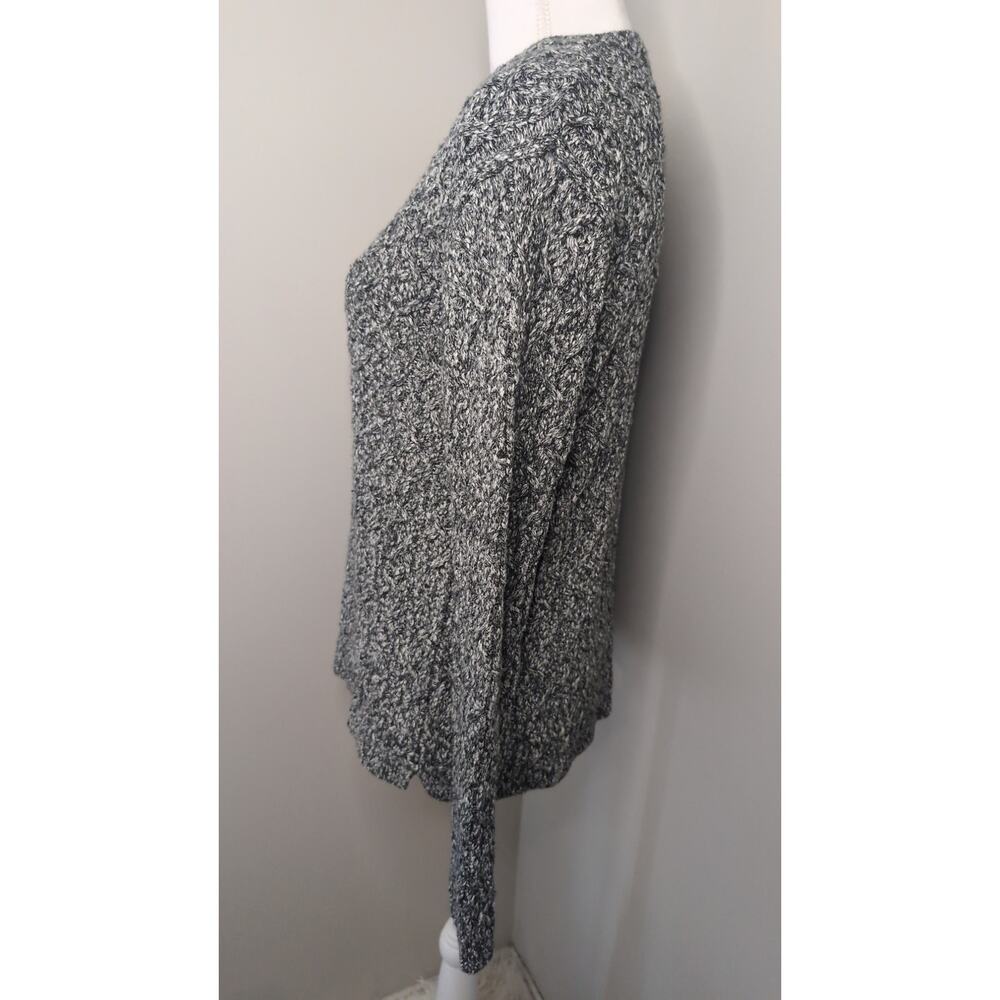 Frank And Oak Marled Knit Sweater Medium Black White Minimalist - Picture 3 of 7